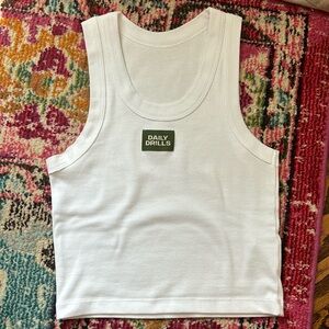 Daily drills white ribbed tank